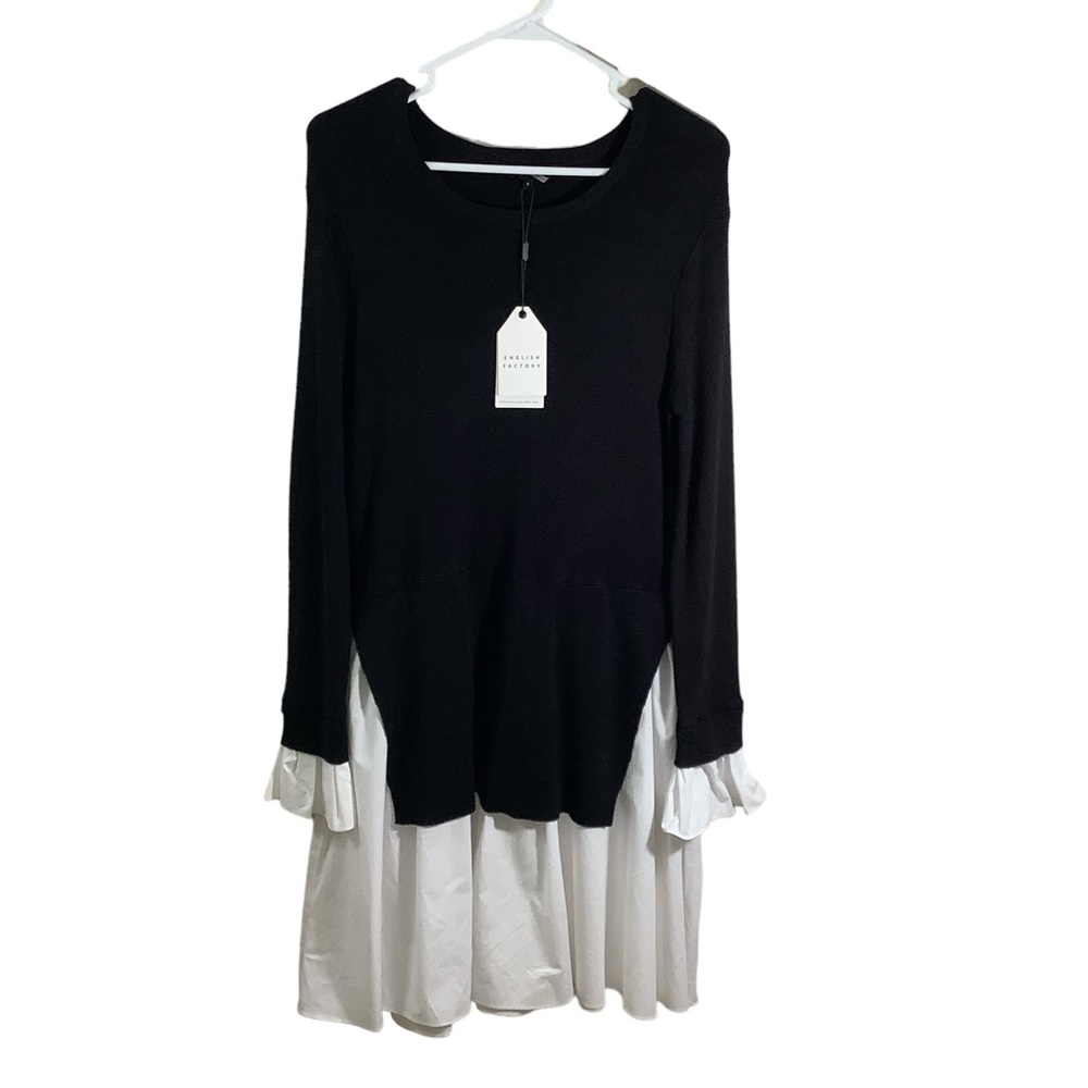 English Factory Long Sleeve Knit Combo Dress